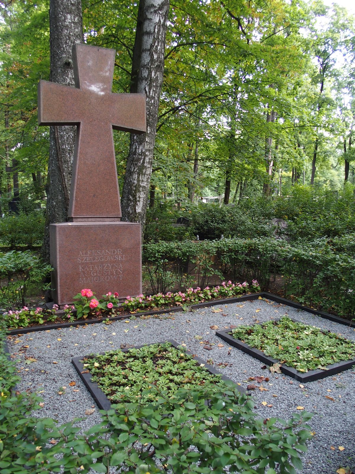 Tombstone of Catherine Majorova, Augustine Majorova and Alexander Szelegowski, St Michael's cemetery in Riga, as of 2021.