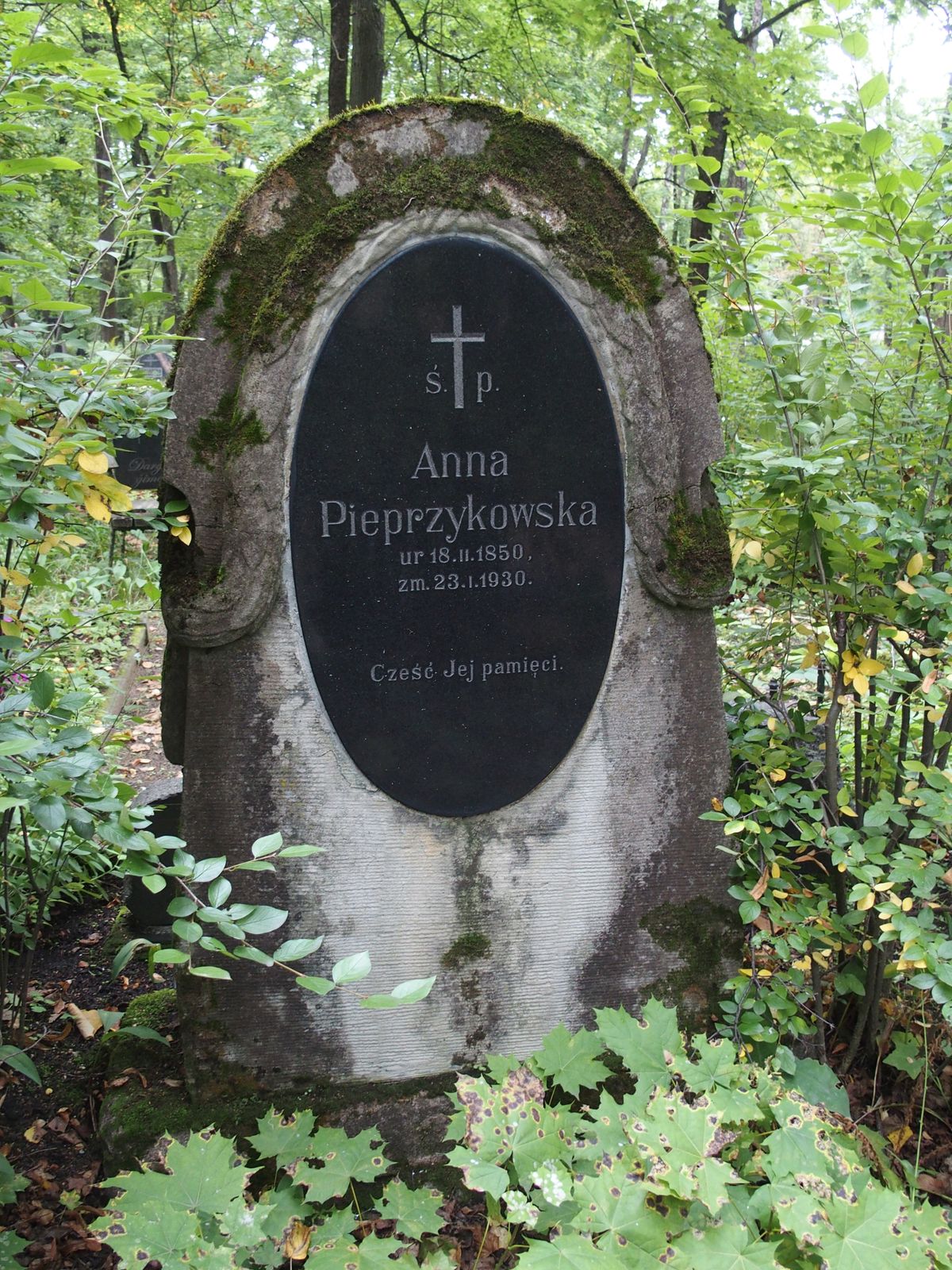 Tombstone of Anna Pieprzykowska, St Michael's cemetery in Riga, as of 2021.