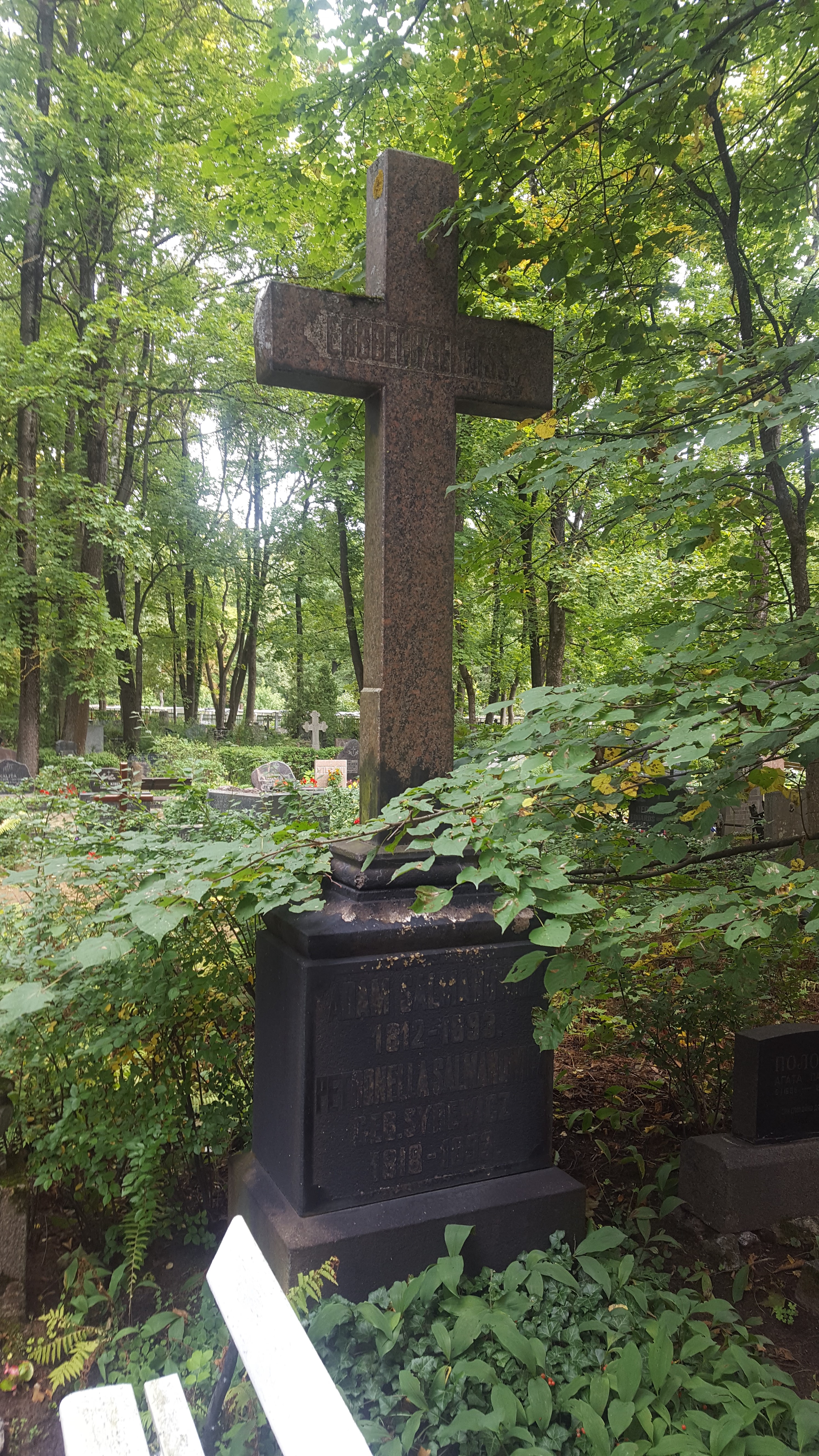 Tombstone of Adam and Petronella Salmanovich, St Michael's cemetery in Riga, as of 2021.