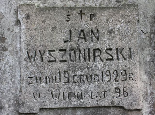 Fragment nagrobka rodziny Wyszomirskich, cmentarz na Rossie w Wilnie, stan z 2013 r.