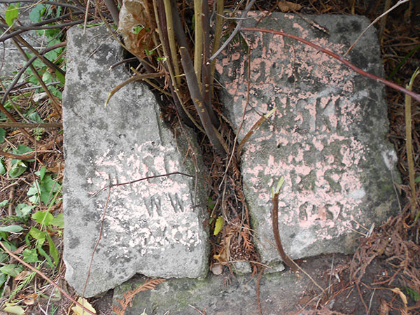 Inscription on the gravestone of Juliusz J[...]pinski, Na Rossie cemetery in Vilnius, as of 2013