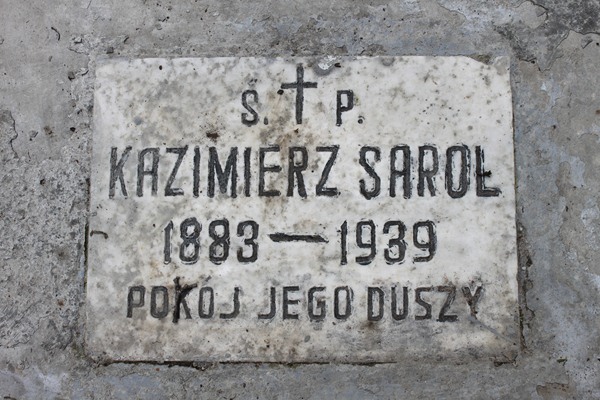 Fragment/tablica z grobowca Kazimierza Sarola, cmentarz Na Rossie w Wilnie, stan z 2013