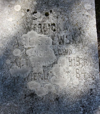 Fragment nagrobka Weroniki Arciszewskiej, cmentarz Na Rossie w Wilnie, stan z 2014 r.