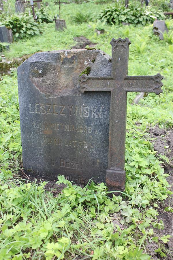 Tombstone of ... Leszczyński, Na Rossie cemetery in Vilnius, as of 2013