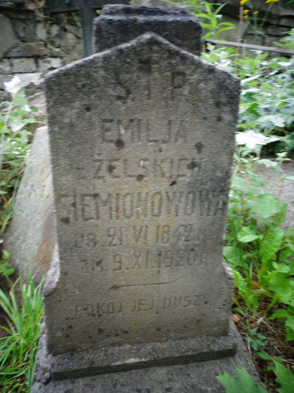 Tablica inskrypcyjna na nagrobka Emilii Siemionow, cmentarz Na Rossie w Wilnie, stan z 2013 roku