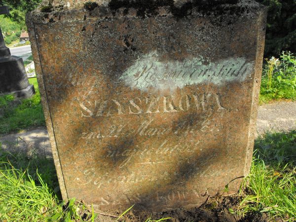 Inskrypcja z nagrobka rodziny Szyszko, cmentarz Na Rossie w Wilnie, stan z 2013 r.