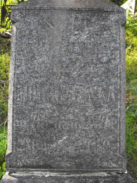 Inscription from the gravestone of Melania Moraczewska, Na Rossie cemetery in Vilnius, as of 2013.