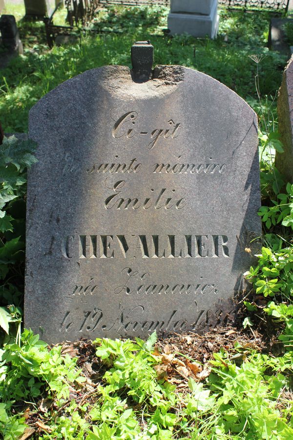 Tombstone of Emilie Chevallier, Na Rossie cemetery in Vilnius, as of 2014.