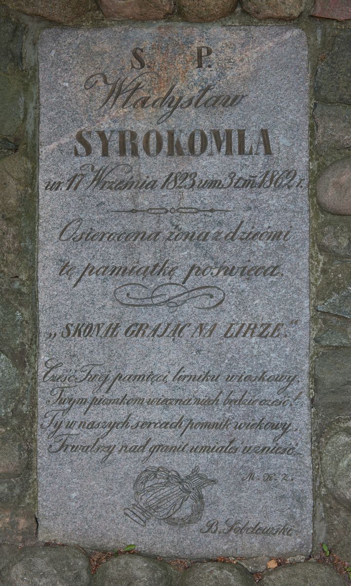 Tablica inskrypcyjna z nagrobka Władysława Syrokomli, cmentarz na Rossie w Wilnie