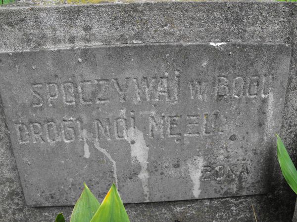 Inscription from the gravestone of N.N., Na Rossie cemetery in Vilnius, as of 2013.
