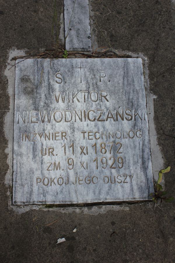 Fragment grobowca Wiktora Niewodniczańskiego, cmentarz Na Rossie w Wilnie, stan z 2014 r.