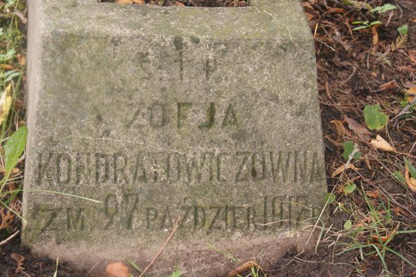 Fragment nagrobka Zofii Kondratowicz, cmentarz na Rossie, stan z 2013 roku