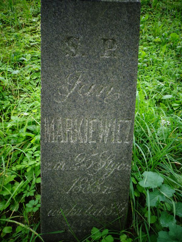 Fragment of Jan Markiewicz's tombstone, Ross Cemetery in Vilnius, as of 2013.