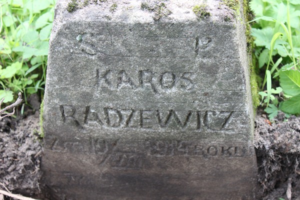 A fragment of the tombstone of Karol Radevich, Na Rossie cemetery in Vilnius, as of 2013