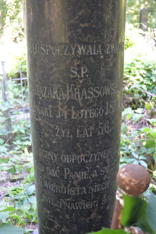 Inscription from the tombstone of Balthasar Krassowski