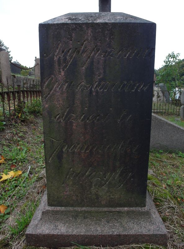 Tombstone of Frantsisk Ilytsevich, side view, Na Rossie cemetery in Vilnius, state 2014