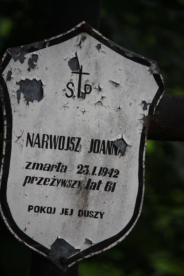 Fragment nagrobka Joanny Narwojsz, cmentarz na Rossie w Wilnie, stan na 2013 r.