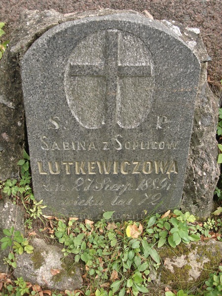 Tombstone of Sabina Lutkewicz, Rossa cemetery in Vilnius, as of 2013