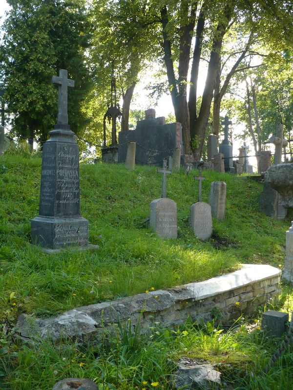 Tombstone of Apolinaria Hawsowicz and Olimpia and Dominik Polonski, Ross cemetery, as of 2013