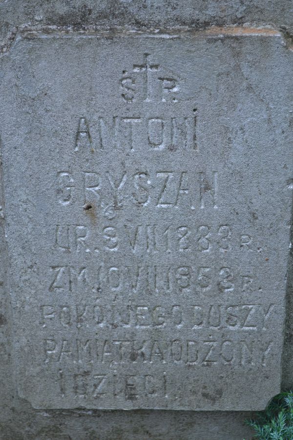 Nagrobek Antoniego Gryszana, cmentarz na Rossie w Wilnie, stan na 2013 r.