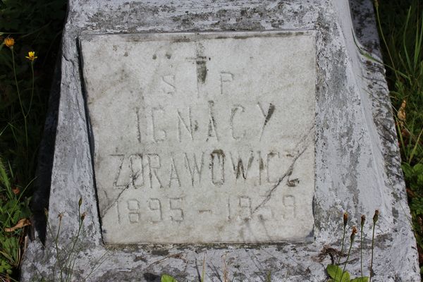 Fragment nagrobka Ignacego Żorawowicza, cmentarz Na Rossie w Wilnie, stan z 2013