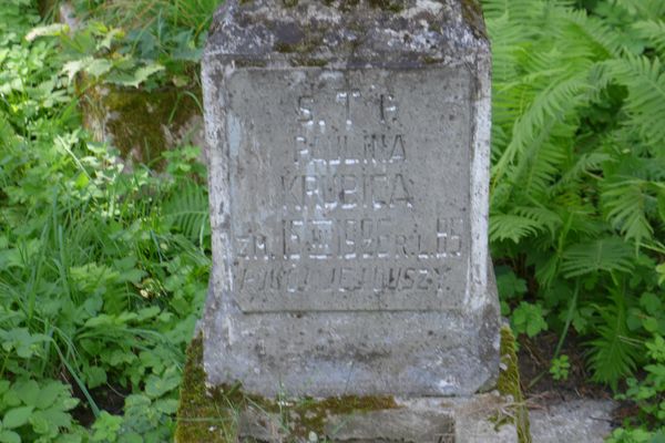 Fragment of Paulina Krubica's tombstone, Na Rossie cemetery in Vilnius, state of 2013