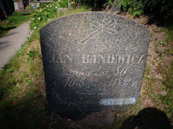 Tombstone of Jan Baniewicz, Na Rossie cemetery in Vilnius, as of 2013