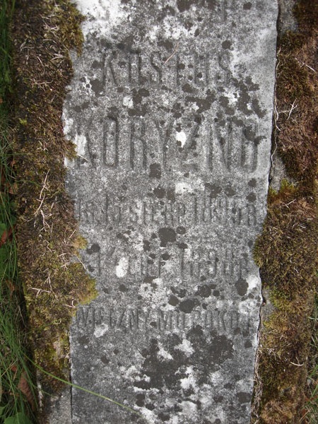 Detail of the gravestone of Konstanty Koryzno, Rossa cemetery in Vilnius, as of 2013