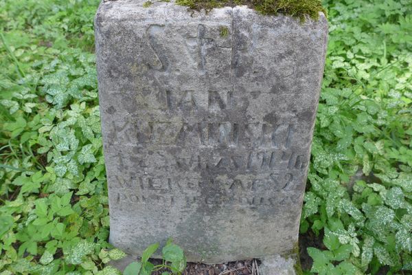 Fragment of Jan Kuzminski's tombstone, Na Rossie cemetery in Vilnius, as of 2013