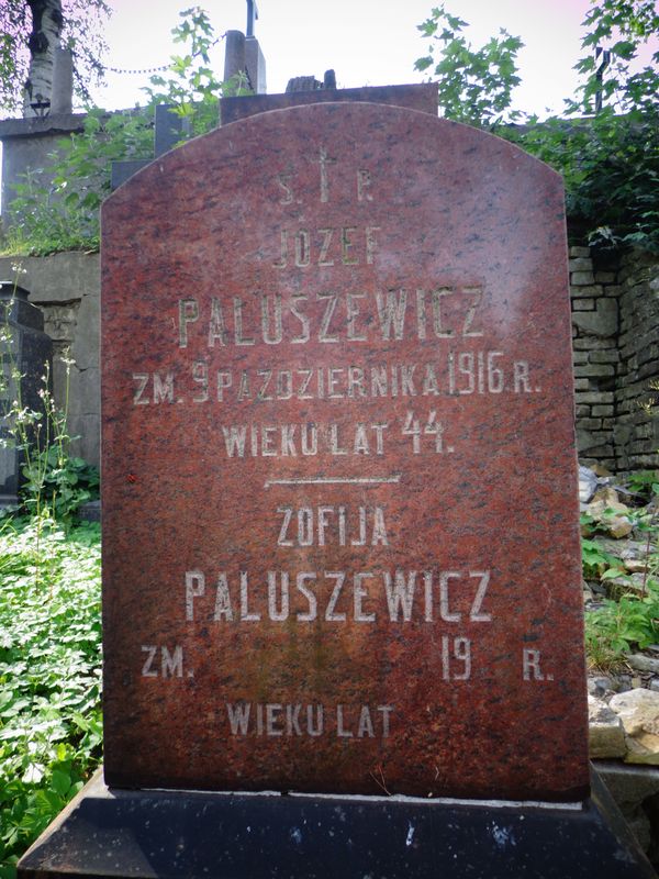 Tombstone of Jozef and Zofia Paluszkiewicz, Ross cemetery in Vilnius, as of 2013.