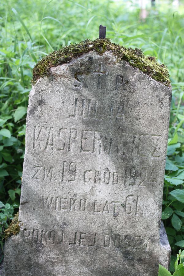 Fragment of the gravestone of Julia Kasperowicz, from the Ross cemetery in Vilnius, as of 2013