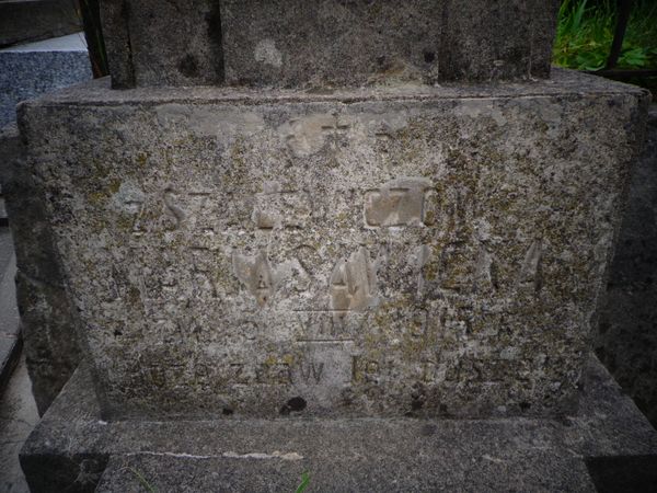 Inscription plaque from the gravestone of Maria Sawicka, Na Rossie cemetery in Vilnius, as of 2013