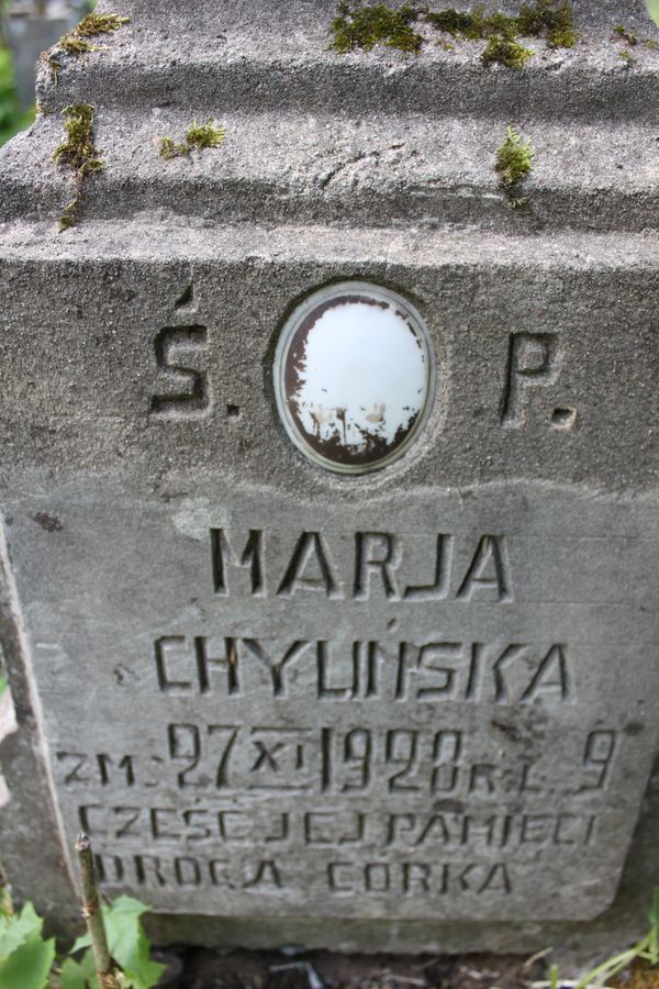 Fragment of the gravestone of Maria Chylinska, from the Ross cemetery in Vilnius, as of 2013
