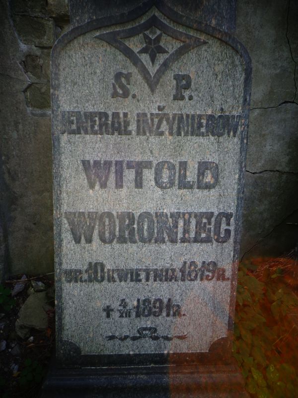 Tombstone of Voronets, inscription plaque, Ross cemetery in Vilnius, as of 2013.