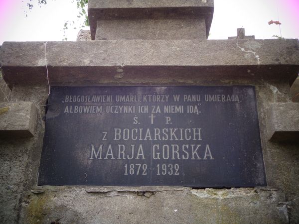 Tomb of the Bociarski family, inscription plaque, Ross cemetery in Vilnius, as of 2013.
