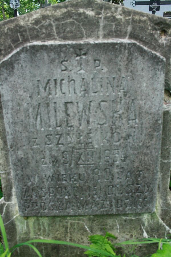 Fragment of Michalina Milewska's gravestone, Na Rossie cemetery in Vilnius, as of 2013.