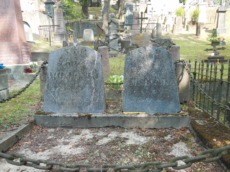 Fragment grobowca Franciszki i Daniela Mikulskich, cmentarz na Rossie w Wilnie, stan z 2014