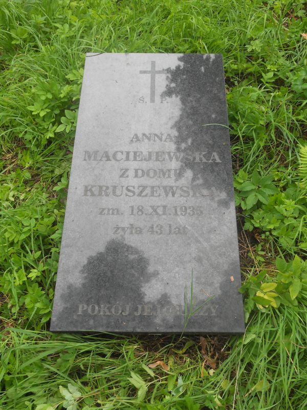 Płyta nagrobna Anny Maciejewskiej, cmentarz na Rossie, stan z 2013 roku