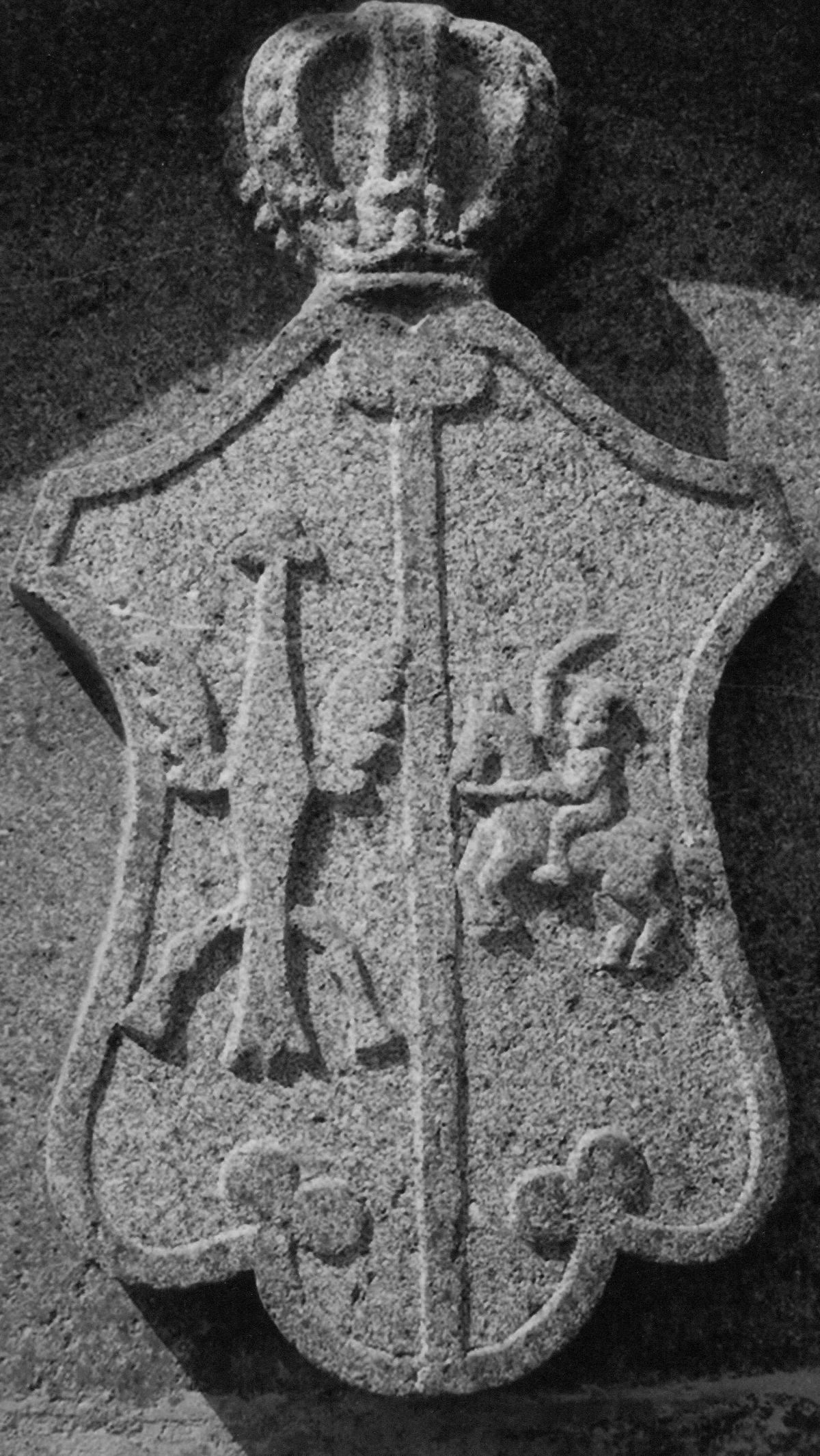 Ignatius Domeyko and his tombstone in Chile, detail, coat of arms cartouche
