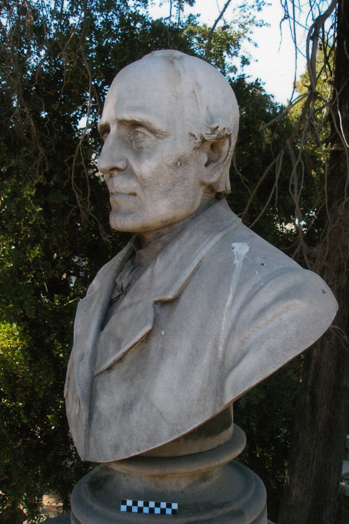 Ignatius Domeyko and his tombstone in Chile, portrait, state before conservation work
