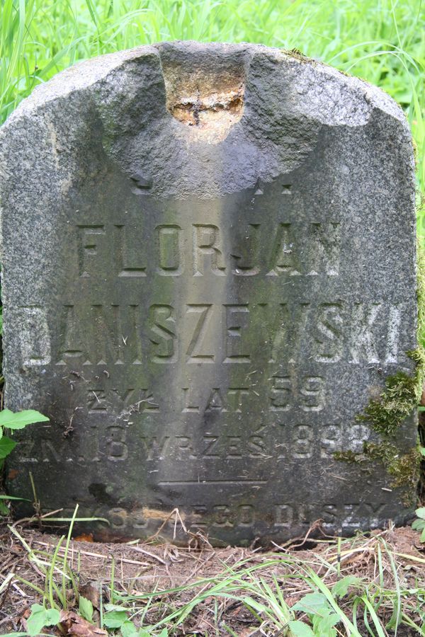 Fragment nagrobka Floriana Daniszewskiego, cmentarz na Rossie, stan z 2013 roku