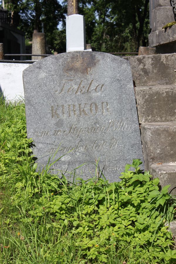 Tombstone of Tekla Kirkor, Na Rossie cemetery in Vilnius, as of 2013