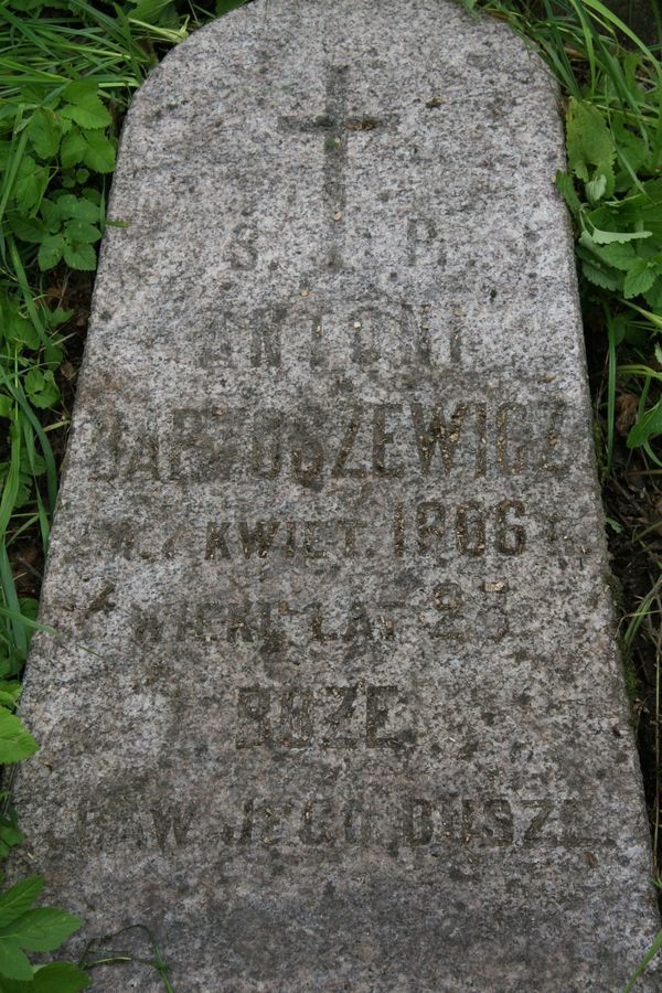 Tombstone of Antoni Bartoszewicz, Ross cemetery, state of 2013