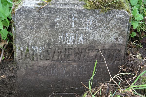 Fragmenty nagrobka Marii Januszewicz, cmentarz na Rossie, stan z 2013 roku