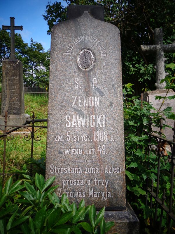 Nagrobek Zenona Sawickiego, cmentarz Na Rossie w Wilnie, stan z 2013 roku