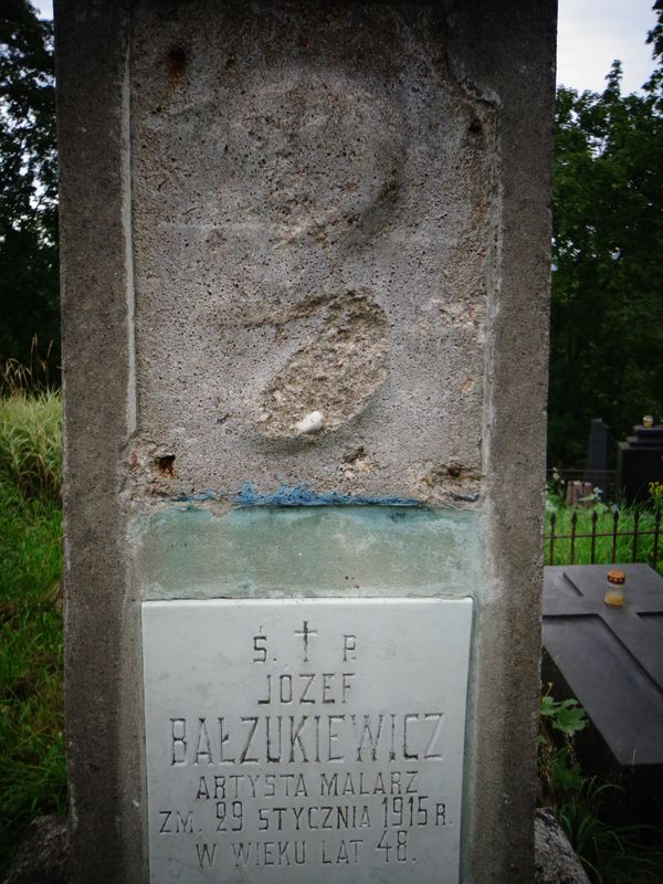 Detail from the gravestone of Jozef Balzukevich, Na Rossa cemetery in Vilnius, as of 2013