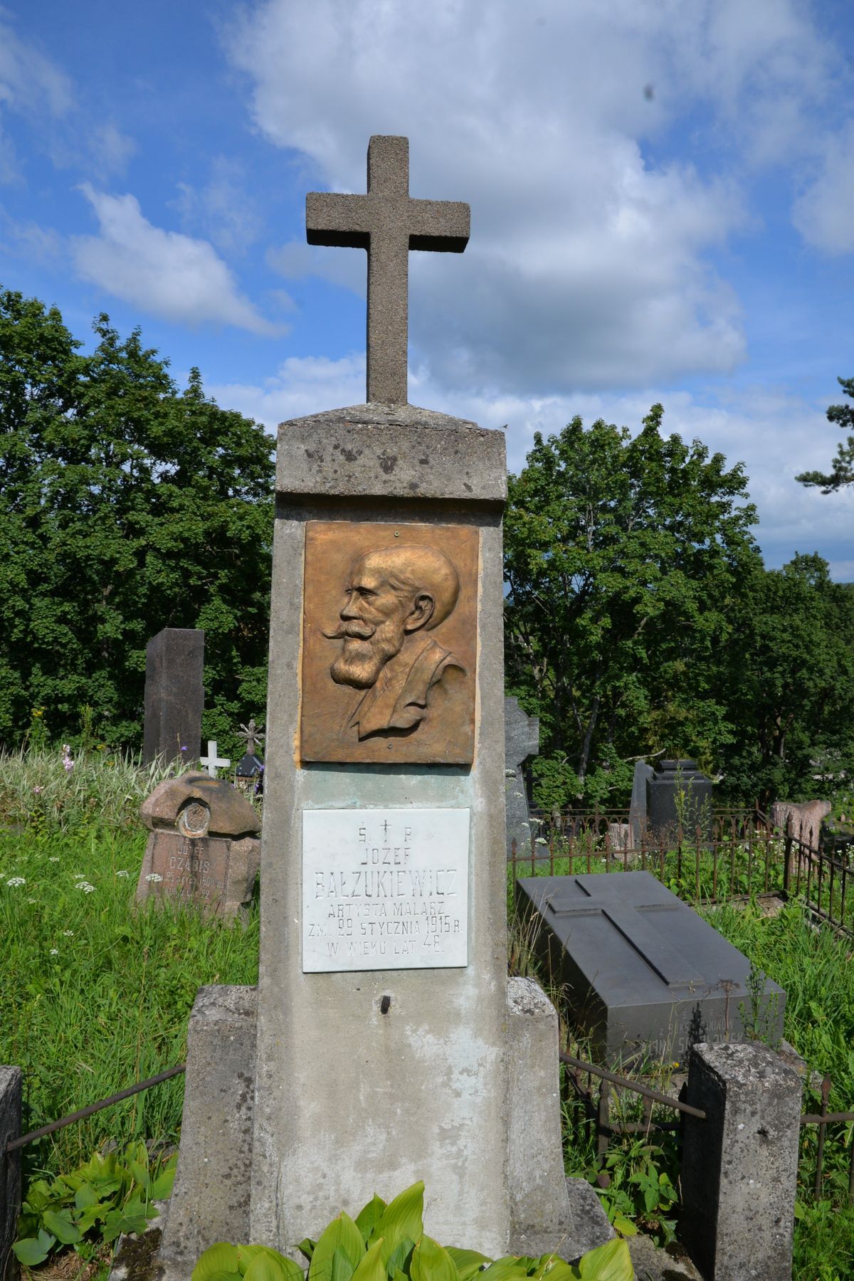Tombstone of Jozef Balzukevich after conservation, Na Rossa cemetery in Vilnius, as of 2016