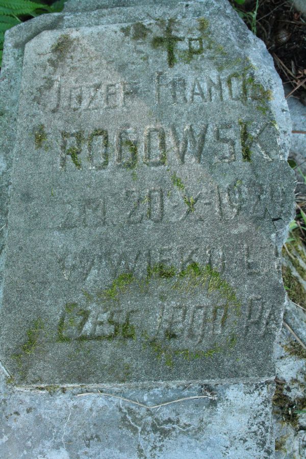 Fragment nagrobka Józefa Rogowskiego, cmentarz Na Rossie w Wilnie, stan z 2013 r.