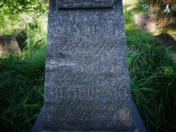Inscription from the gravestone of Felicja Miaskowska, Na Rossie cemetery in Vilnius, as of 2013