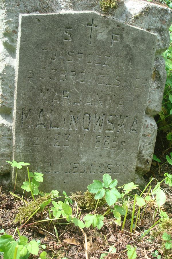 Fragment of Marianna Malinowska's tombstone, Ross cemetery, as of 2013